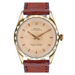 ROLEX Factory "Faceted" Bezel 1950's Yellow Gold Oyster Perpetual