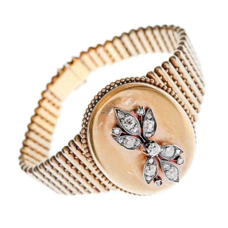 Viktorianisches Goldarmband mit Diamanten im Angebot