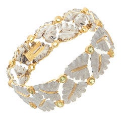 BUCCELLATI Peridot White Gold Yellow Gold Florentine Bracelet