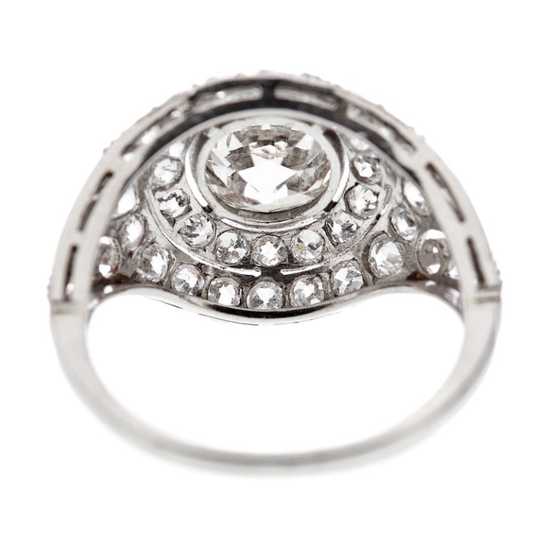 Art Deco Diamond and Platinum Vintage Halo Ring at 1stDibs