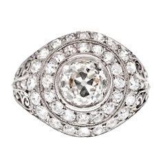 Art Deco Diamond and Platinum Vintage Halo Ring