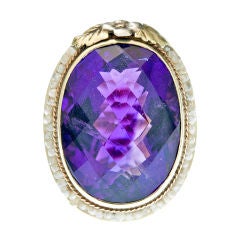 Amethyst Seed Pearl Yellow Gold "Transitional Vintage" Ring