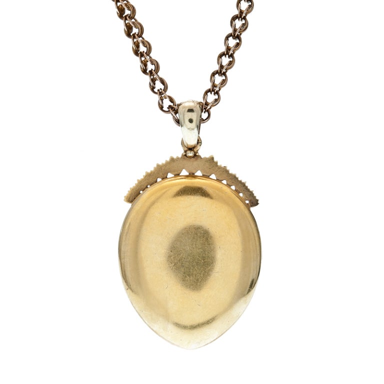 Victorian Ruby Diamonds Pearl Yellow Gold Locket 1