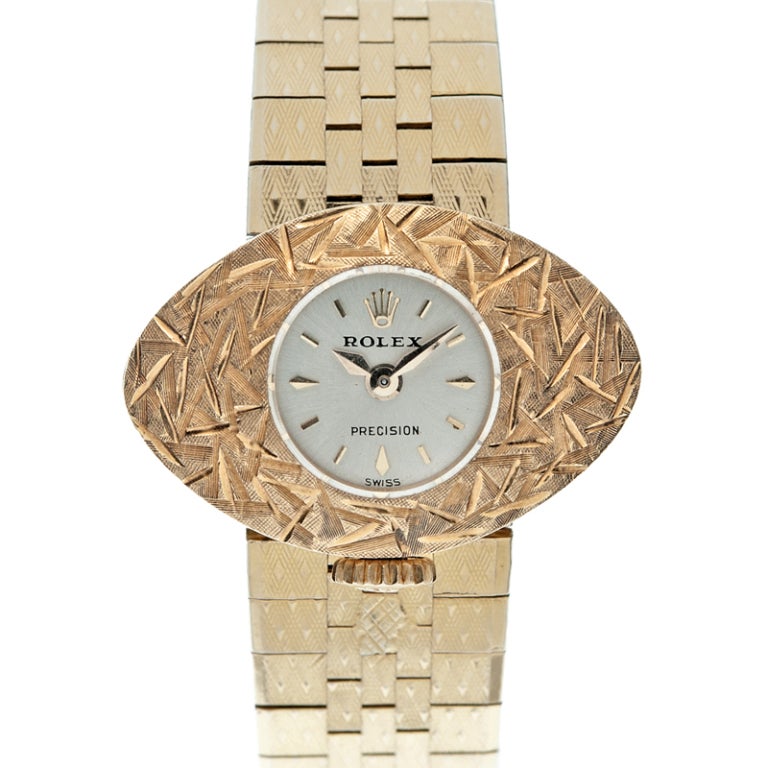 ROLEX 1960's Lady's "Slide" Yellow Gold Stylized Wristwatch