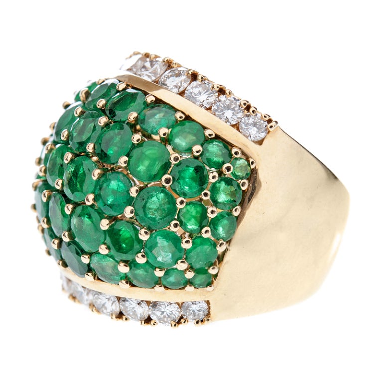SABBADINI Emerald & Diamond Wide Italian Designer Band