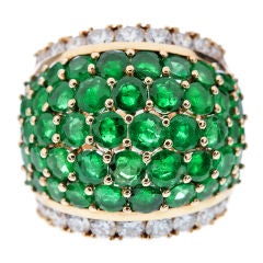 SABBADINI Emerald & Diamond Wide Italian Designer Band