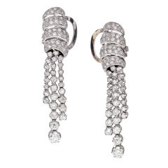 1950's Diamond Dangle Platinum Earrings