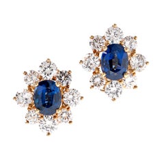 Kurt Wayne Blue Sapphire Diamond "Halo" Earrings