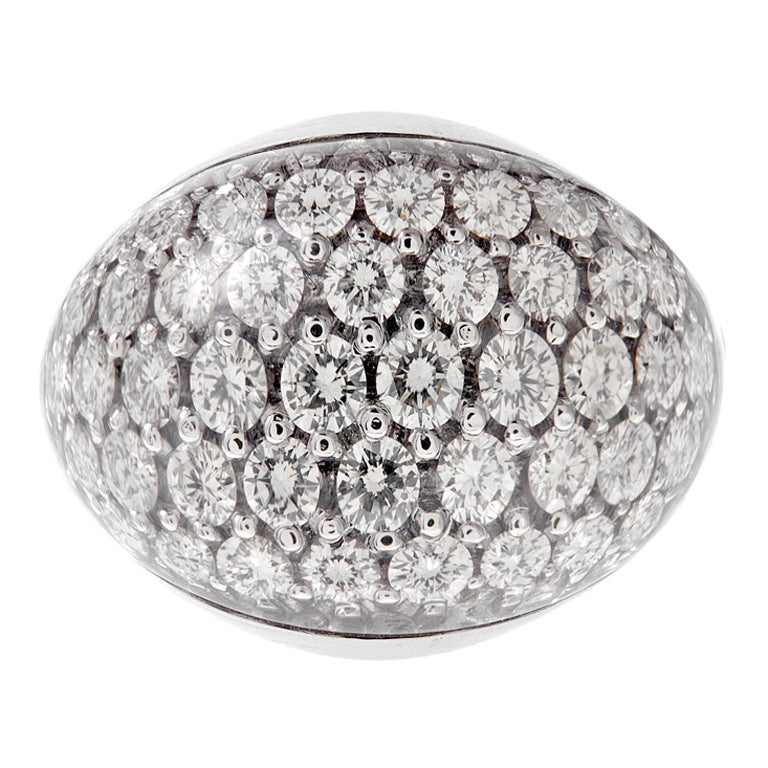 Unique Diamond Dome Crystal Italian Gold Ring at 1stDibs
