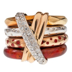 NOUVELLE BAGUE Diamond Enamel Stack Ring