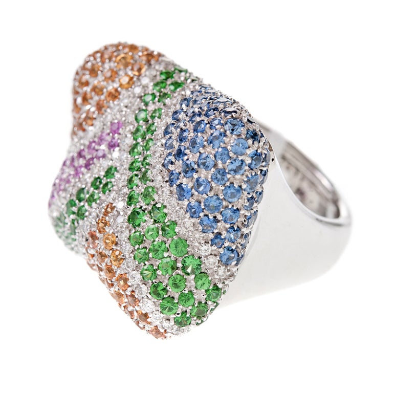 Multi-Color Sapphire and Diamond Ring by Oro Trend