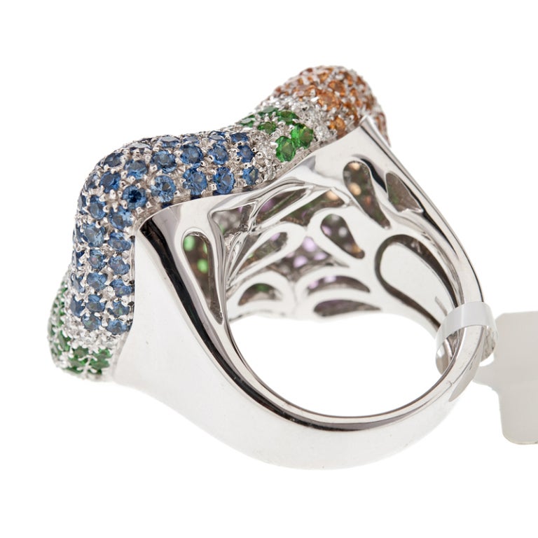 Multi-Color Sapphire and Diamond Ring by Oro Trend at 1stDibs