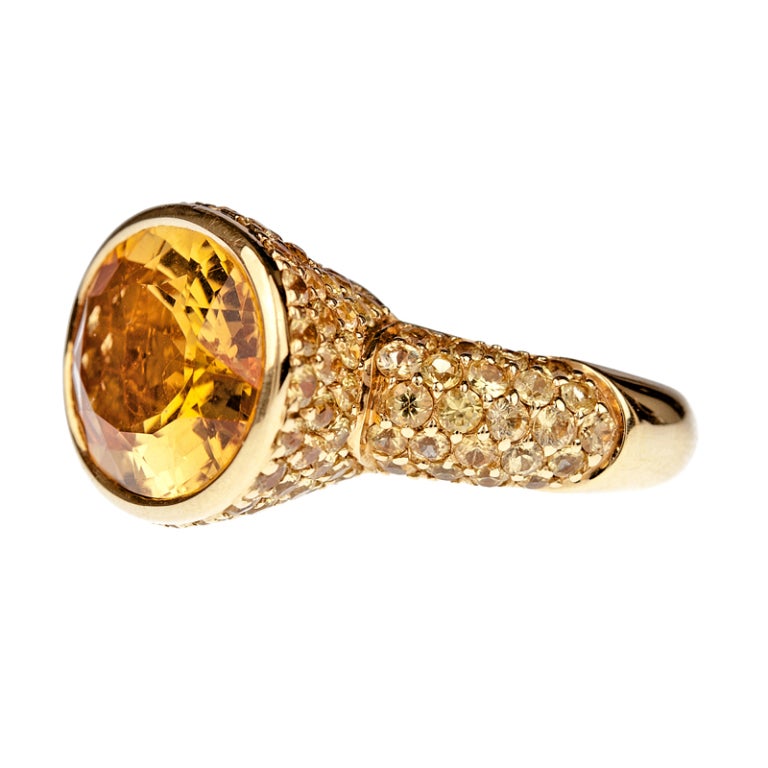 Citrine Sapphire Yellow Gold Ring In Excellent Condition In Carmel-by-the-Sea, CA