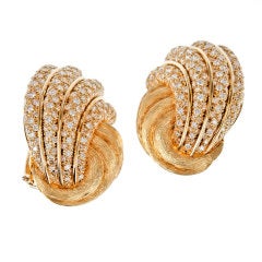 Henry Dunay Diamond and Yellow Gold Clip-On Earrings