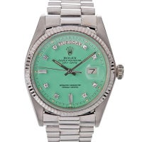 ROLEX Diamond Seafoam Green "Stella" Dial White Gold Day-Date