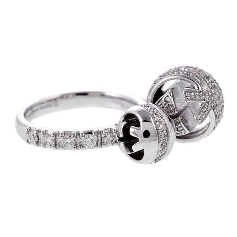 Women's GUCCI Diamond White Gold  Unique Sphere Ring