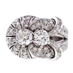 Retro Old European Cut Diamond Platinum Ring