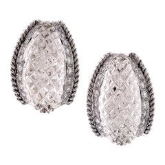 SABBADINI Italian Rock Crystal Diamond White Gold Earrings