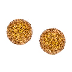 Garavelli Fine Sapphire Cluster Dome Gold Earrings