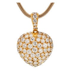 Heart Motif Diamond Yellow Gold Pendant