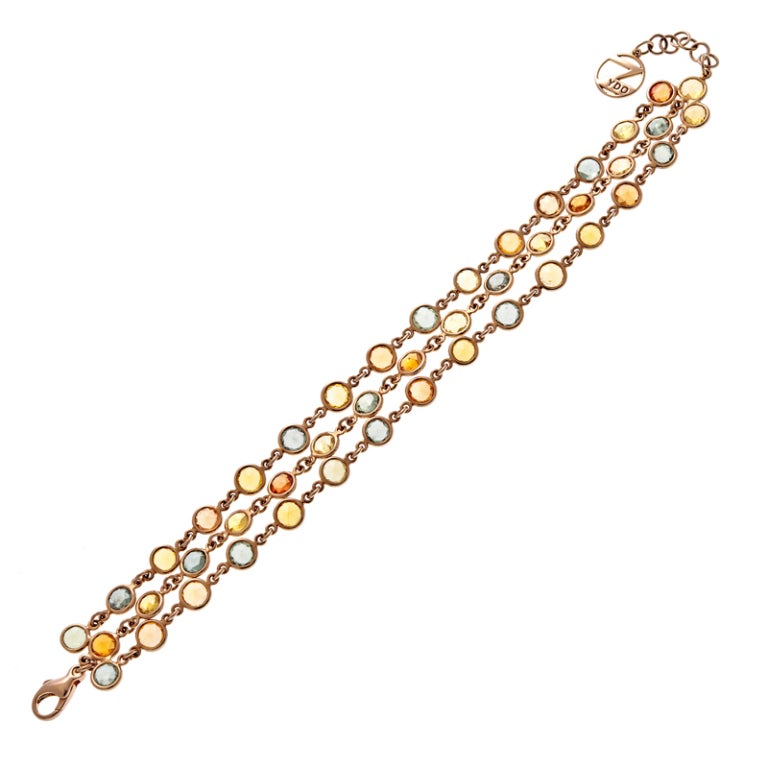 Designer-Armband aus mehrfarbigem Saphir-Gelbgold