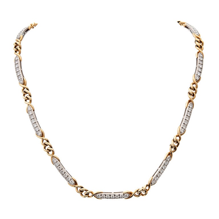 TIFFANY & Co Diamond Platinum Yellow Gold Chain/Link Necklace