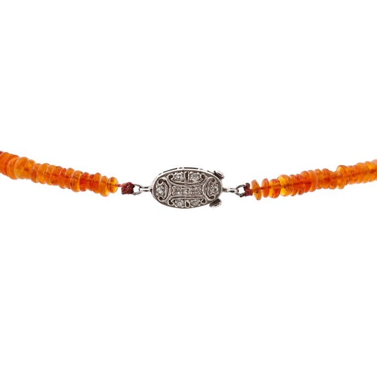 Women's Fire Opal Bead Necklace Art Deco Clasp