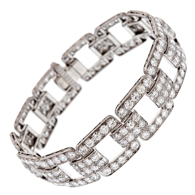 BLACK STAR & FROST Art Deco Diamond Platinum Bracelet
