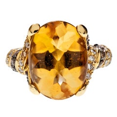 Cabochon Citrine Ring with Champagne and White Diamonds