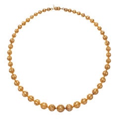 Antique 
Etruscan Sphere
 Extra Fine Yellow Gold Necklace