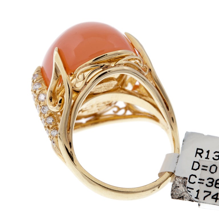 Women's HENRY DUNAY Tangerine Moonstone Diamond Gold Ring
