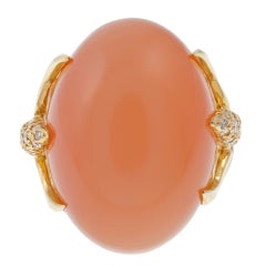 HENRY DUNAY Tangerine Moonstone Diamond Gold Ring