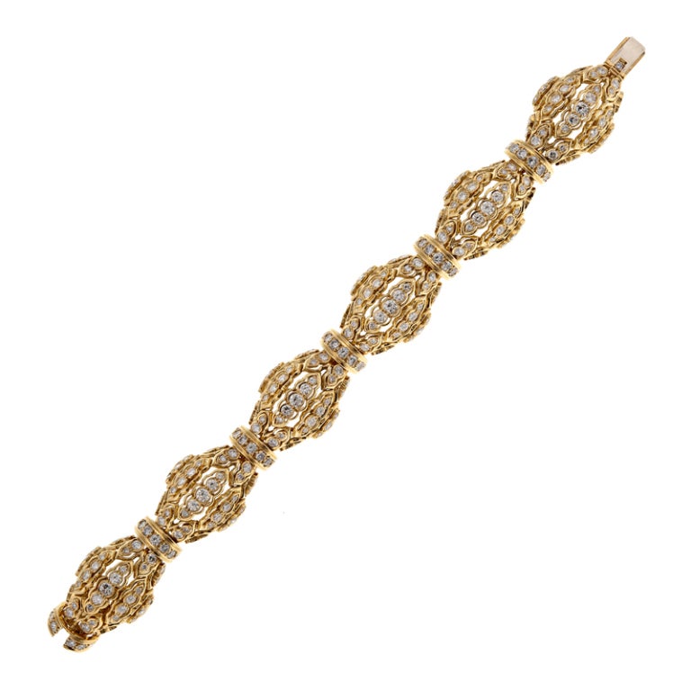 Hammerman Bros. 12.45 carats Diamonds Gold Bracelet In Excellent Condition In Carmel-by-the-Sea, CA