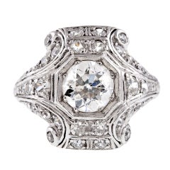 Art Deco Diamond Platinum Engagement Ring