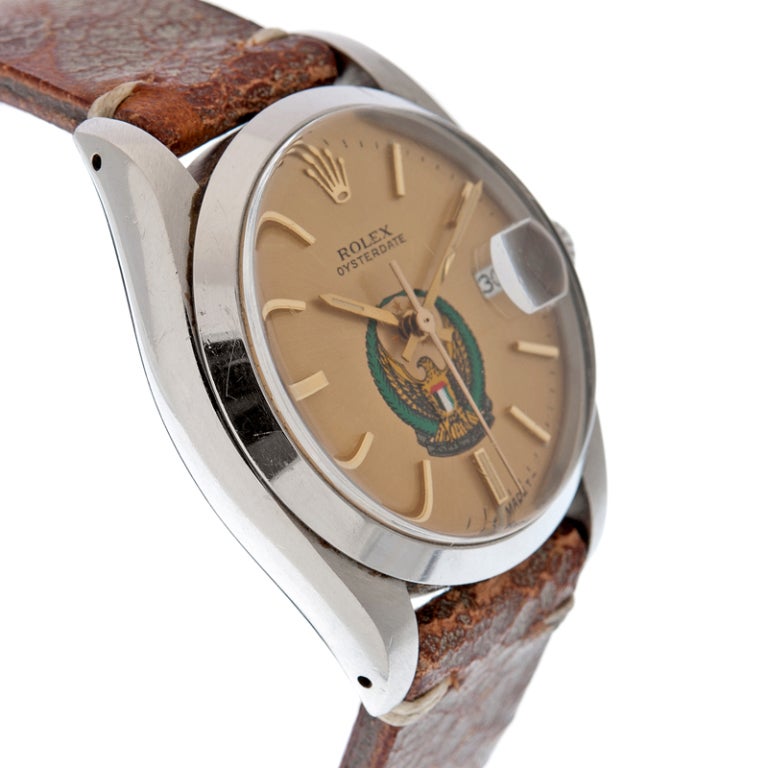 Women's or Men's ROLEX Stainless Steel UAE Crest Oysterdate circa 1970s