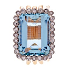 VERDURA Aquamarine Diamond 'Piped' Designer Ring