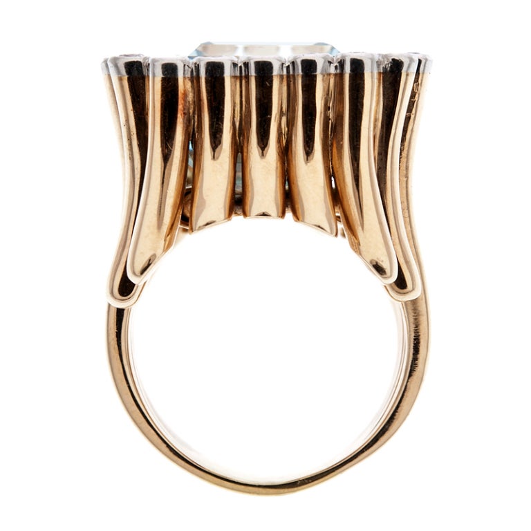 VERDURA Aquamarine Diamond 'Piped' Designer Ring 1