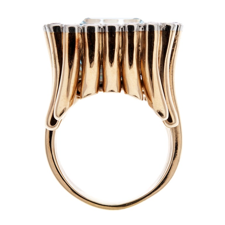 VERDURA Aquamarine Diamond 'Piped' Designer Ring 1