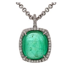 Important ZYDO 54.65 Carat Cabochon Emerald Pendant