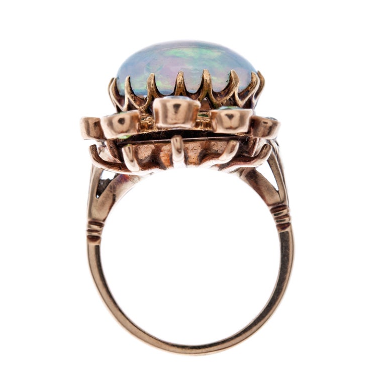 Women's Victorian Opal, Demantoid Garnet & Diamond Rose Gold Ring