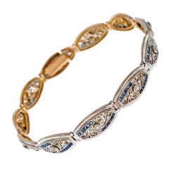 Edwardian Diamond & Sapphire Platinum over Gold Bracelet