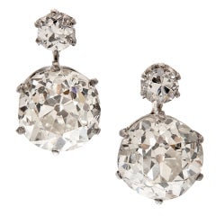 Old European Cut Double Diamond Drop Earrings