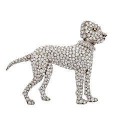 Antique Art Deco Diamond "Boxer" Dog Pendant