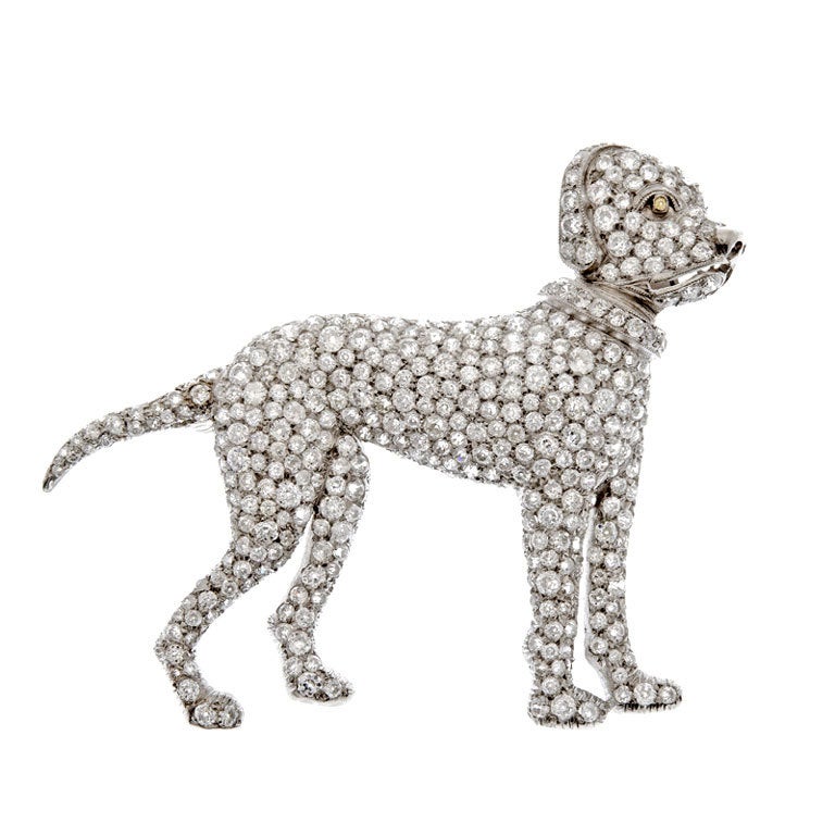 Art Deco Diamond "Boxer" Dog Pendant at 1stDibs