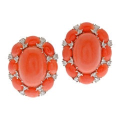 Fine Coral 
Diamond Ear Clips