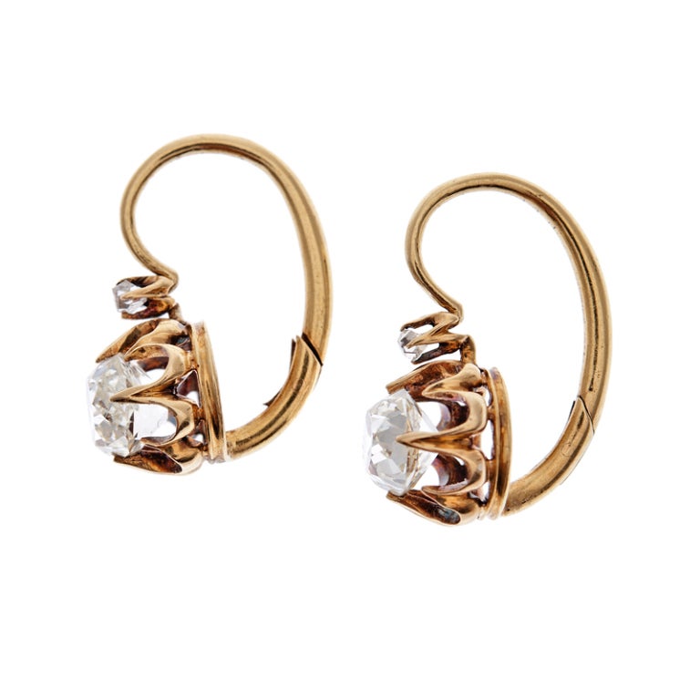 Crafted in 18K yellow gold, which has developed a lovely patina, these are such a great alternative to diamond studs for the antique jewelry enthusiast. This is such a beautifully preserved example- the original claw setting is perfectly intact and