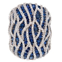 Salavetti Diamond Sapphire & White Gold Large Sleeve Ring