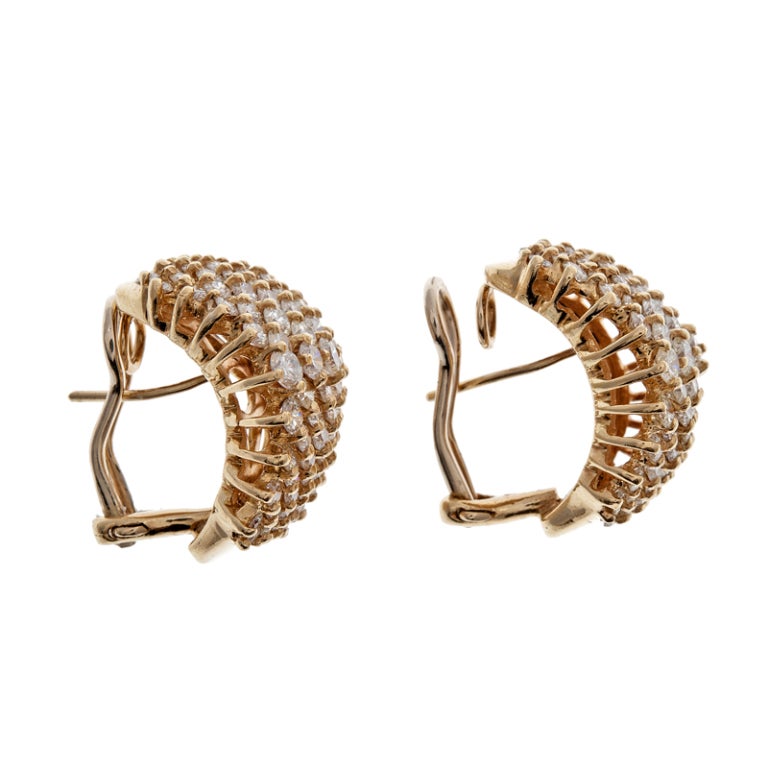 Yellow Gold Diamond Pave Earrings