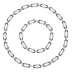 Enamel Diamond & Platinum Modular Long Necklace/Bracelet Combo
