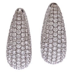 Diamond Multi-Row Bulbous White Gold Hoop Earrings